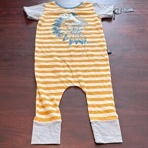 Rags to Raches golden yellow and Gray Stripe custom feather.